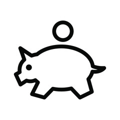 Piggy Coin Icon , Template Logo Design Vector Illustration , Save Money Simple Outline Solid Background White
