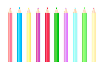 EPS 10 vector. Set of multicolored pencils on white background.