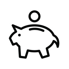Piggy Coin Icon , Template Logo Design Vector Illustration , Save Money Simple Outline Solid Background White
