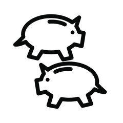 Piggy Coin Icon , Template Logo Design Vector Illustration , Save Money Simple Outline Solid Background White
