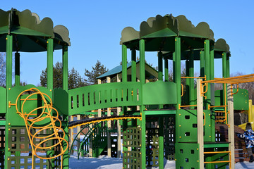 
green playground at spring afternoon