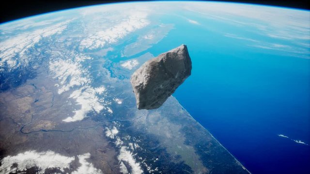 Dangerous asteroid approaching planet Earth, elements of this image furnished by NASA
