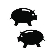 Piggy Coin Icon , Template Logo Design Vector Illustration , Save Money Simple Outline Solid Background White
