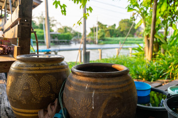 old Large dragon jar Used to store water