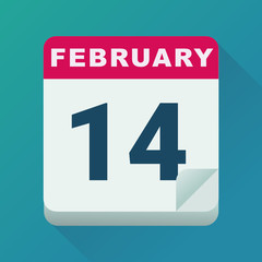 Calendar February 14, lovers feast (flat design)