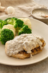 Mushrooms Stuffed Chicken with sauce