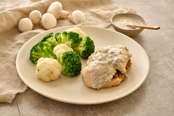 Mushrooms Stuffed Chicken with sauce