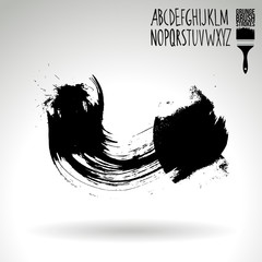 Black brush stroke and texture. Grunge vector abstract hand - painted element. Underline and border design.