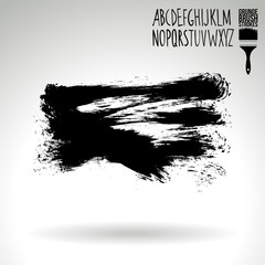 Black brush stroke and texture. Grunge vector abstract hand - painted element. Underline and border design.