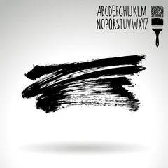 Black brush stroke and texture. Grunge vector abstract hand - painted element. Underline and border design.