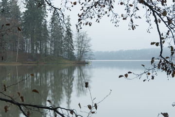 Grey winter day by the lake Tuusula, Finland