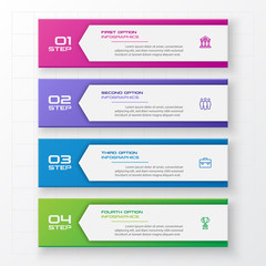 Business infographics template 4 steps rectangle,Vector illustration.