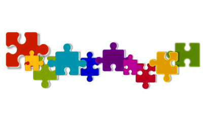 Puzzle Regenbogen Band Banner Verbindung Reihe