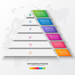 Business concept design with triangle and 6 options,Infographic template can be used for presentation,Vector illustration.