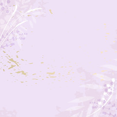 Hand drawn rustic florals on violet background