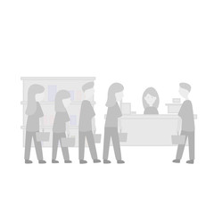 Queue in the store with packages store people shopping