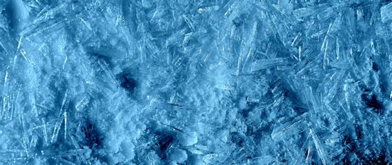 blue color ice crystals close-up