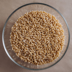 pasta in a glass cup