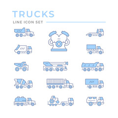 Set color line icons of trucks