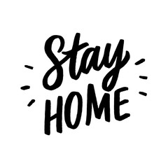 Coronavirus Covid-19 typography slogan stay home in quarantine. Motivational phrases in pandemic time. 
