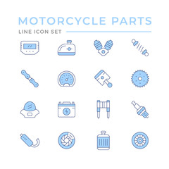 Set color line icons of motorcycle parts