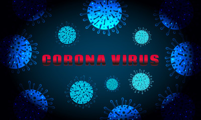 Vector Coronavirus COVID-2019 - 2019-nCoV. Neon, Fluorescent virus on a dark background. Detailed Vector Illustration.
