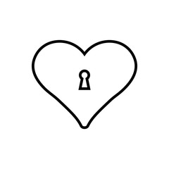 Padlock love outline icon. Symbol, logo illustration for mobile concept and web design.