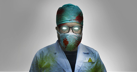 Creepy Murderous Infacted Zombie Doctor