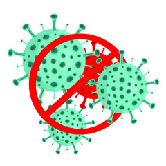 Coronavirus global warning with red stop signs