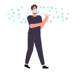 People in protective masks. Prevent disease, world pollution concept. Vector illustration