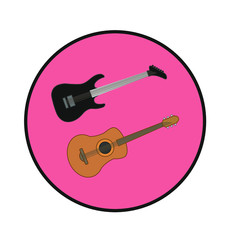 acoustic guitar and electric guitar on white background