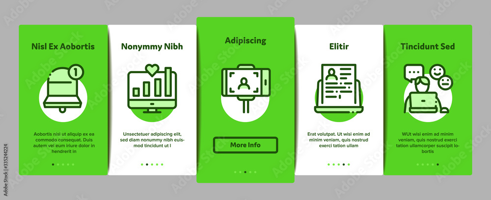 Poster blogger internet social channel onboarding mobile app page screen vector. blogger web site and likes