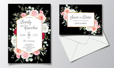 Elegant wedding invitation with floral frame