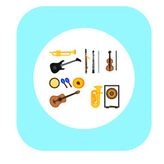 musical instruments on white background