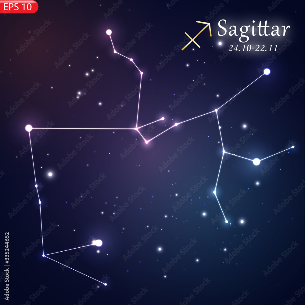 Wall mural Capricorn Zodiacal constellation with bright stars