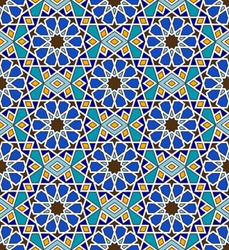 Mosaic arabic seamless pattern with geometric ornament