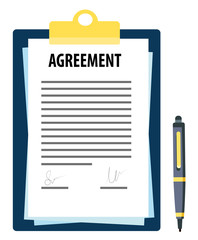 Signed agreement with pen