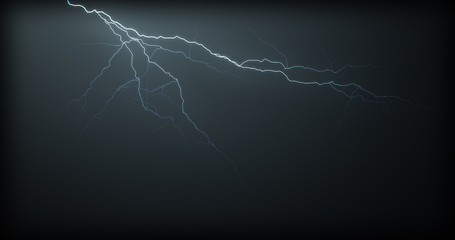 Lightning strikes on a black background with realistic reflections