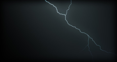 Lightning strikes on a black background with realistic reflections