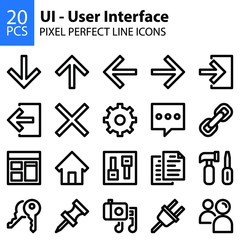 UI user interface line icons pixel perfect