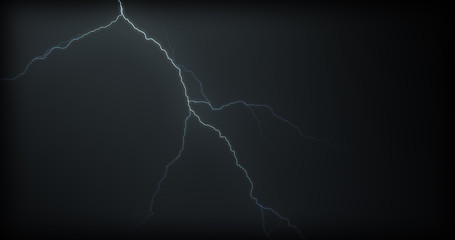 Lightning strikes on a black background with realistic reflections