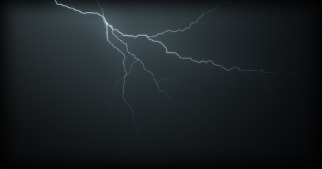 Lightning strikes on a black background with realistic reflections