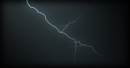 Lightning strikes on a black background with realistic reflections
