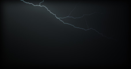 Lightning strikes on a black background with realistic reflections