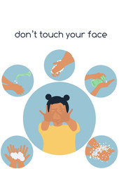 vector illustration. the child washes his hands. shown how to do it right