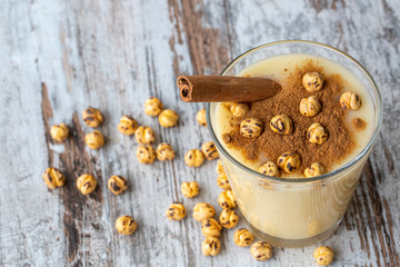 Boza or Bosa, traditional Turkish drink with roasted chickpea 