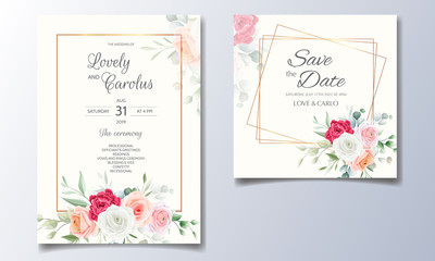 Elegant wedding invitation with floral frame