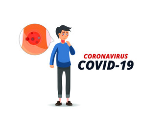 Coronavirus covid19 disease is a dangerous to health in this cases virus effect to human body and  influenza as flu. 3D human body with corona virus vector illustration. covid-19