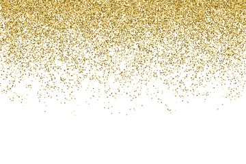 Fototapeta na wymiar Vector realistic gold glitter particles effect - isolated shiny confetti and glitter sparkling texture. Star dust sparks in explosion on transparent background.