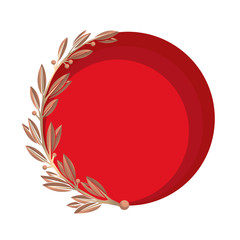 Bronze And Red One Side Laurel Circular Blank Frame Icon